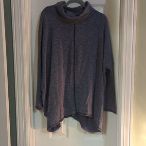 Cozy Cowl-Neck Pullover Sweater - Heather Blue